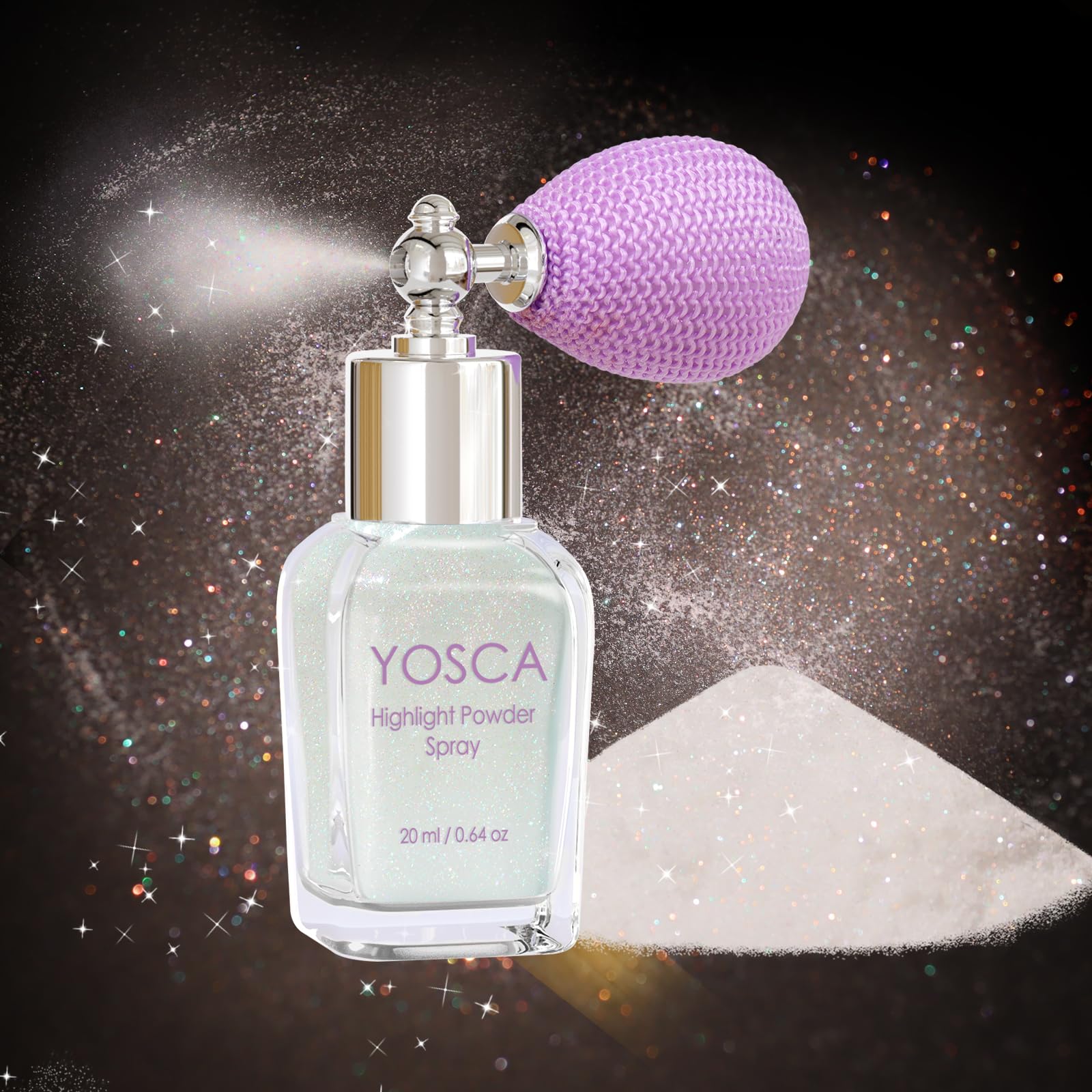 Yosca Body Glitter Spray, 30ML Loose Laser Body Shimmer Powder Holographic Hair Spray Silver Glitter Sparkle Highlighter Makeup Festival Rave Accessories for Clothes Hair Face Nail Art - Rainy Rainbow