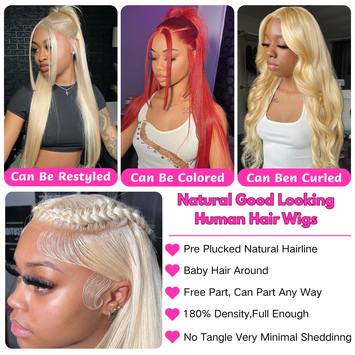 GZX 26 Inch 613 Lace Front Wig Human Hair 13X4 Blonde Straight HD Transparent Lace Frontal Wigs Human Hair Pre Plucked with Baby Hair 180% Density Blonde Glueless Wigs Human Hair