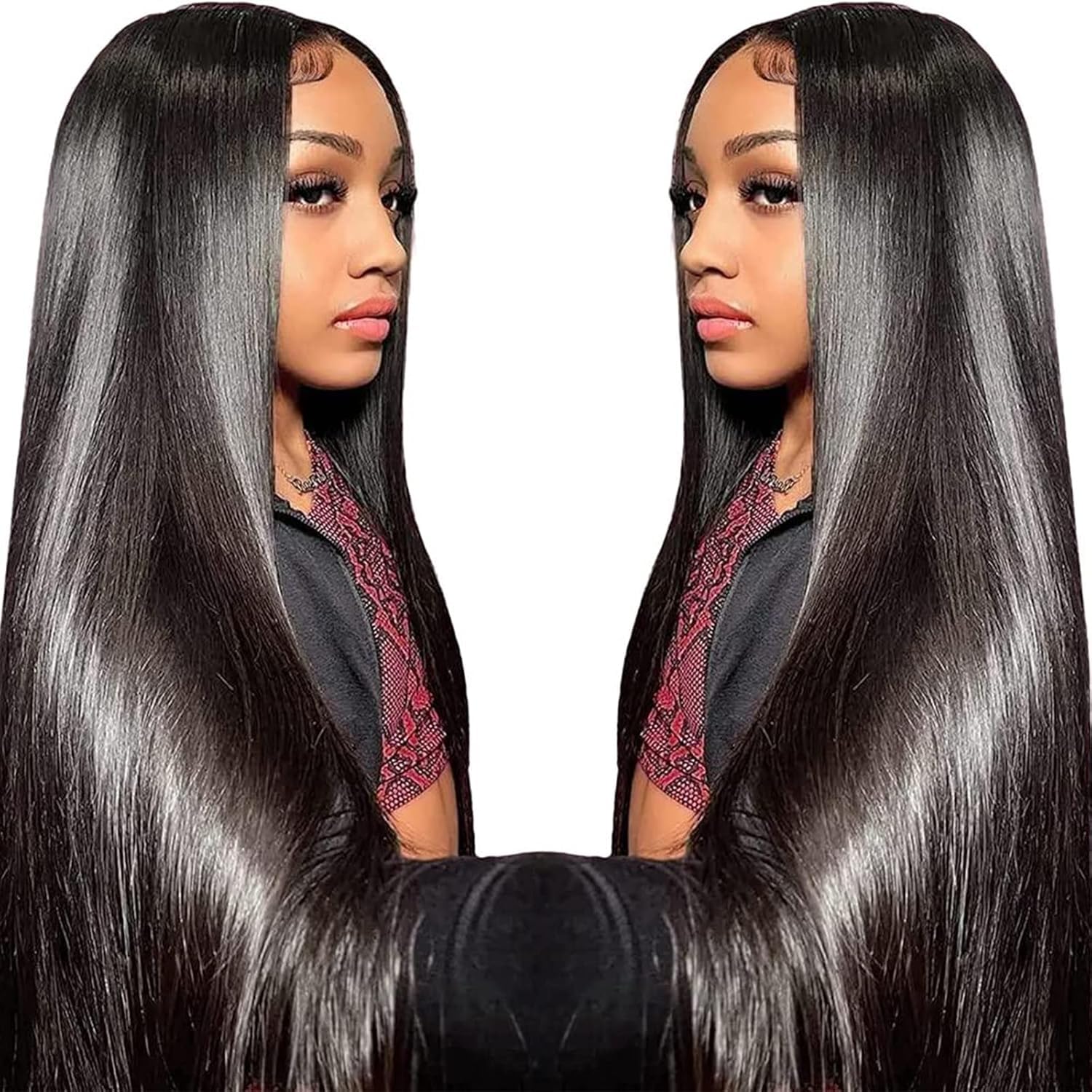 TTSMINS 13x6 Lace Front Wigs Human Hair for Women 180 Density HD Transparent 28 Inch Straight Lace Front Wigs Human Hair Pre Plucked Glueless Lace Frontal Wigs Natural Black Color
