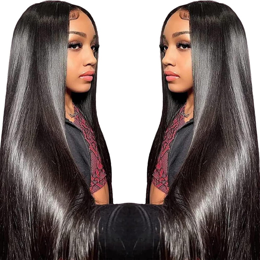 TTSMINS 13x6 Lace Front Wigs Human Hair for Women 180 Density HD Transparent 28 Inch Straight Lace Front Wigs Human Hair Pre Plucked Glueless Lace Frontal Wigs Natural Black Color