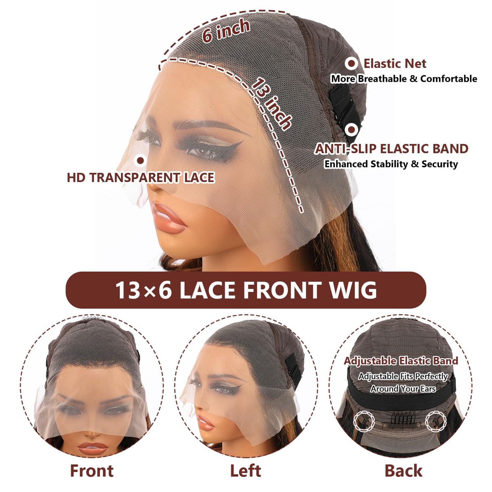 Fiumer Burgundy Wig Human Hair 28inch 13x6 HD Transparent Lace Straight 99J Red Human Hair Wig Colored Reddish Brown Lace Frontal Wigs 180% Density Pre Plucked