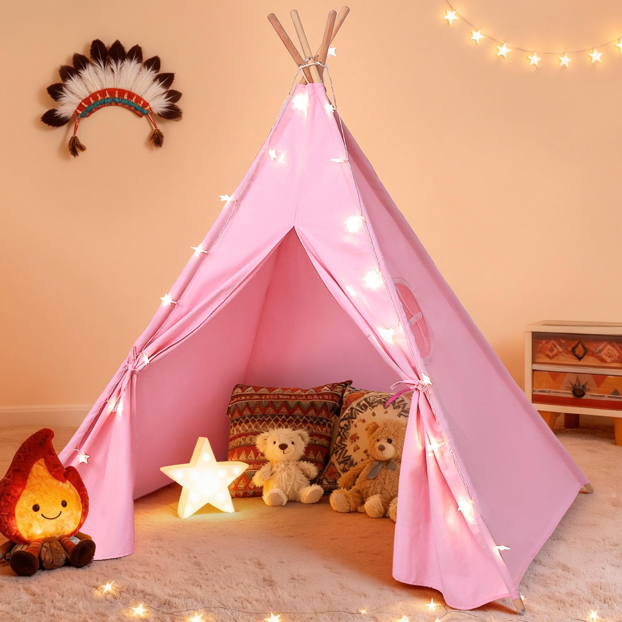Kids Teepee Tent for Kids, Kid Play Tents for Girls & Boys, Gifts Playhouse for Indoor Outdoor Games, Toddler Toys House for Baby (Tee Pee for Child)