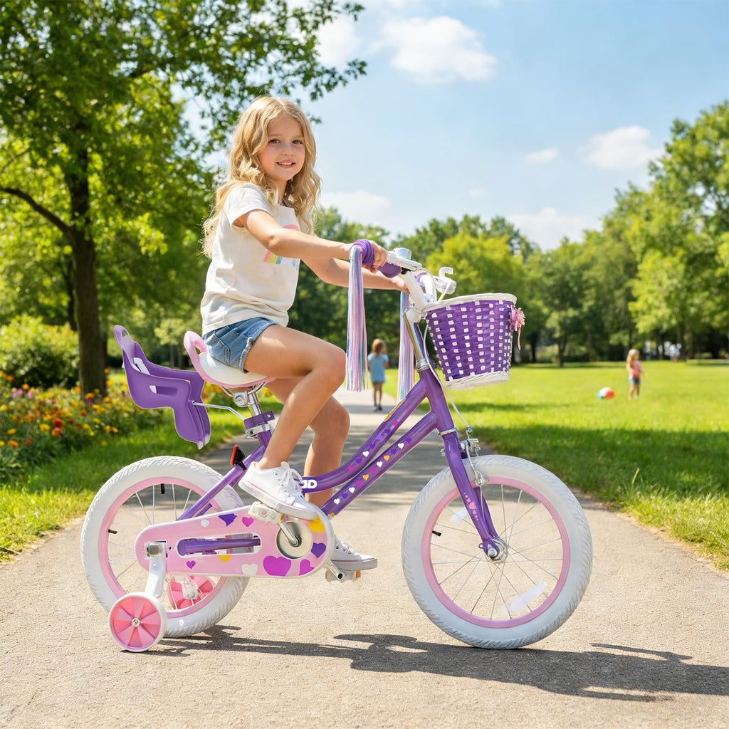 XJD Girls Bike for 2-12 Years Old Kids 12 14 16 20 Inch Toddler Bike,Retro Style Kids Bike with Training Wheels, 20 Inch Girl Bicycle with Kickstand