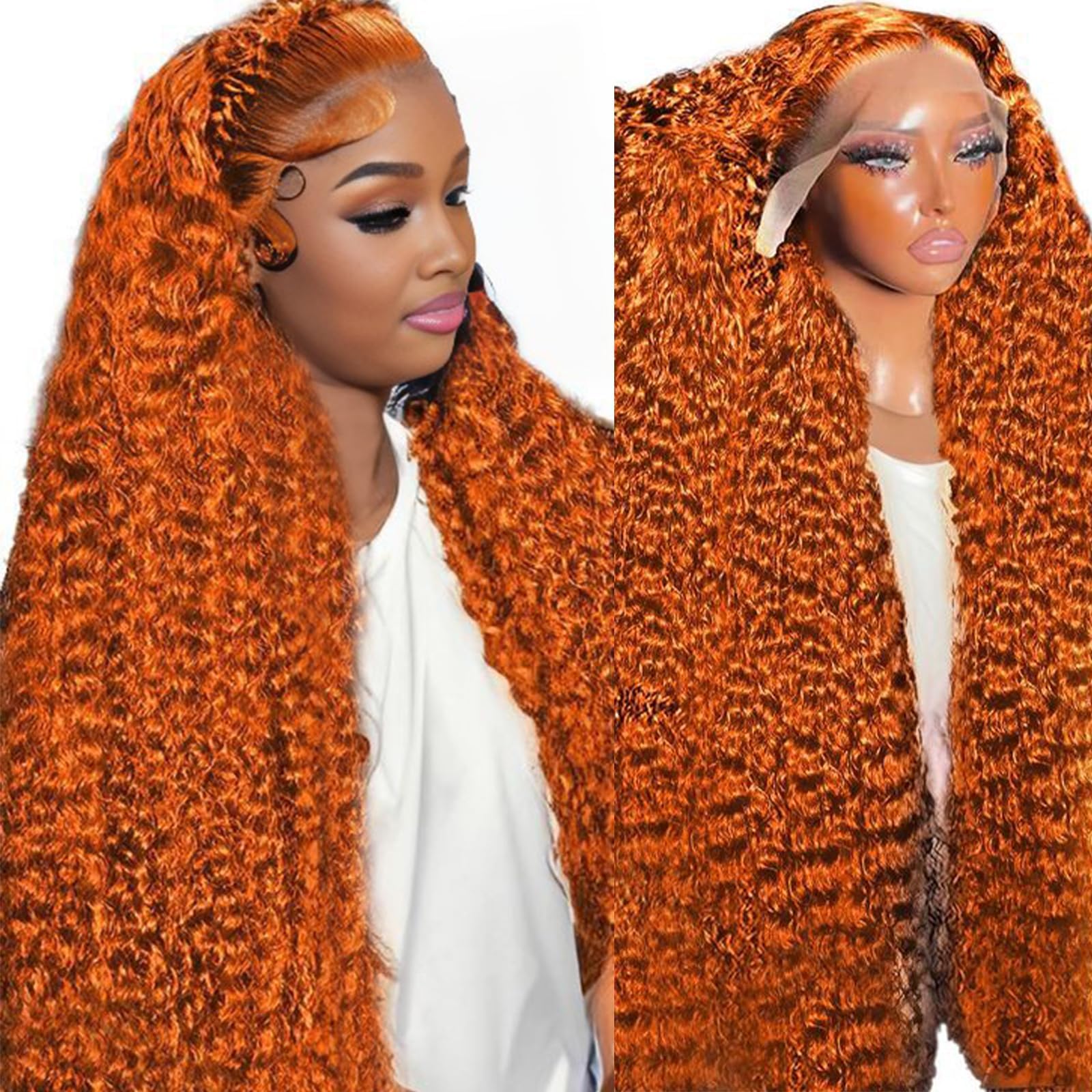 Nsvnsv 30 Inch 13x6 Deep Wave Lace Front Wigs Human Hair HD Full Lace Frontal Wigs Pre Plucked Bleached Knots 180% Density Deep Curly Human Hair Wig Natural Color