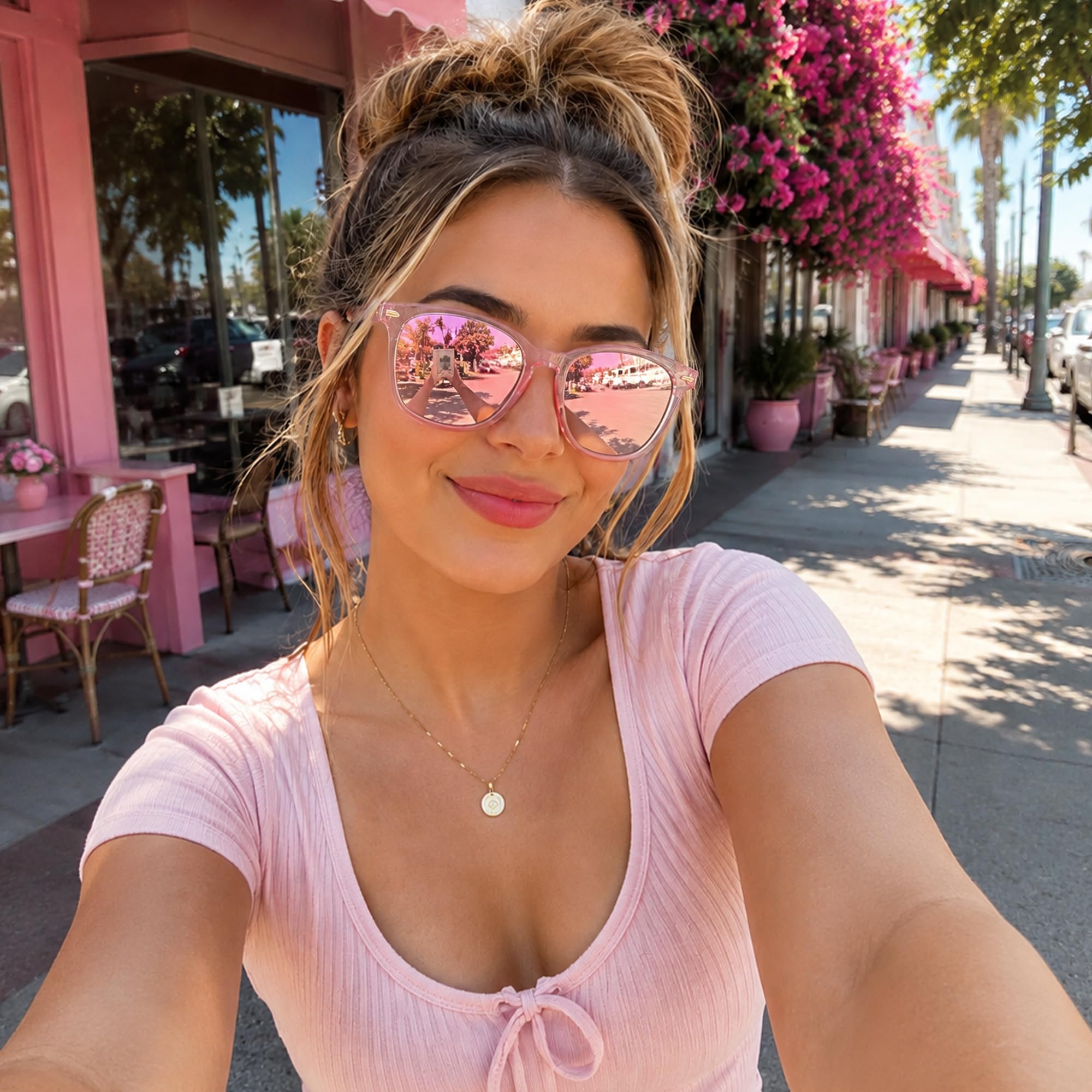 Myiaur Polarized Sunglasses for Women, Square Mirrored Trendy Shades with UV Protection Reduce Glare Sun Glasses