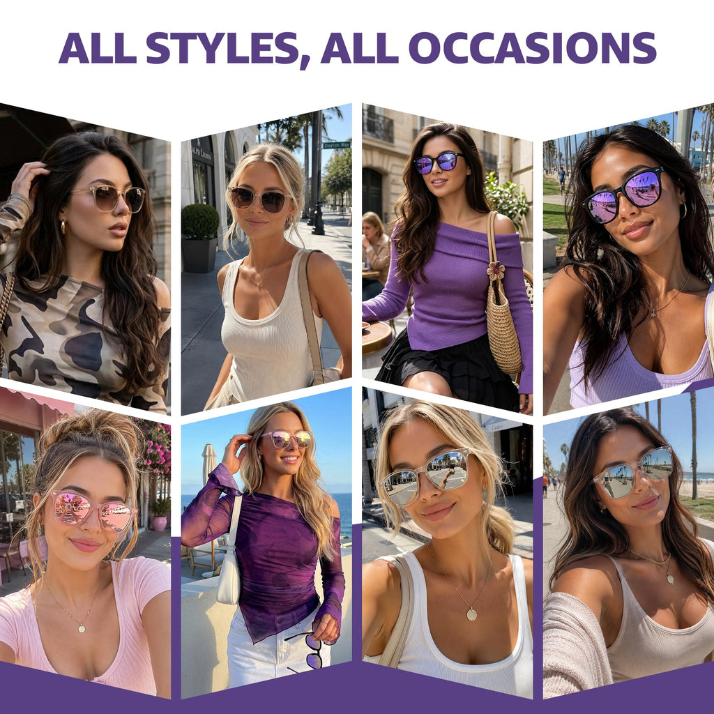 Myiaur Polarized Sunglasses for Women, Square Mirrored Trendy Shades with UV Protection Reduce Glare Sun Glasses