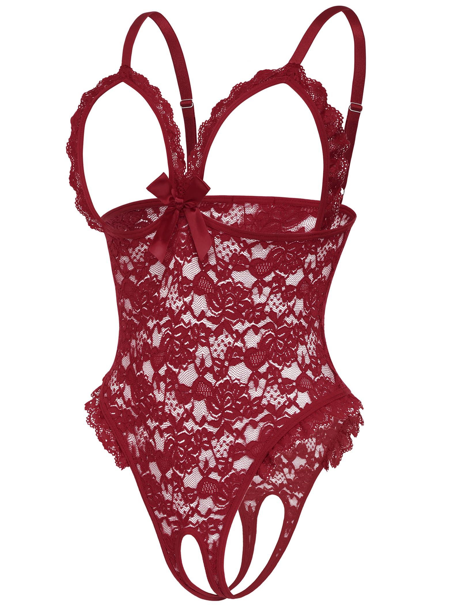 Avidlove One Piece Lingerie Sexy Teddy Ruffle V Neck Bodysuit Lace Nightie