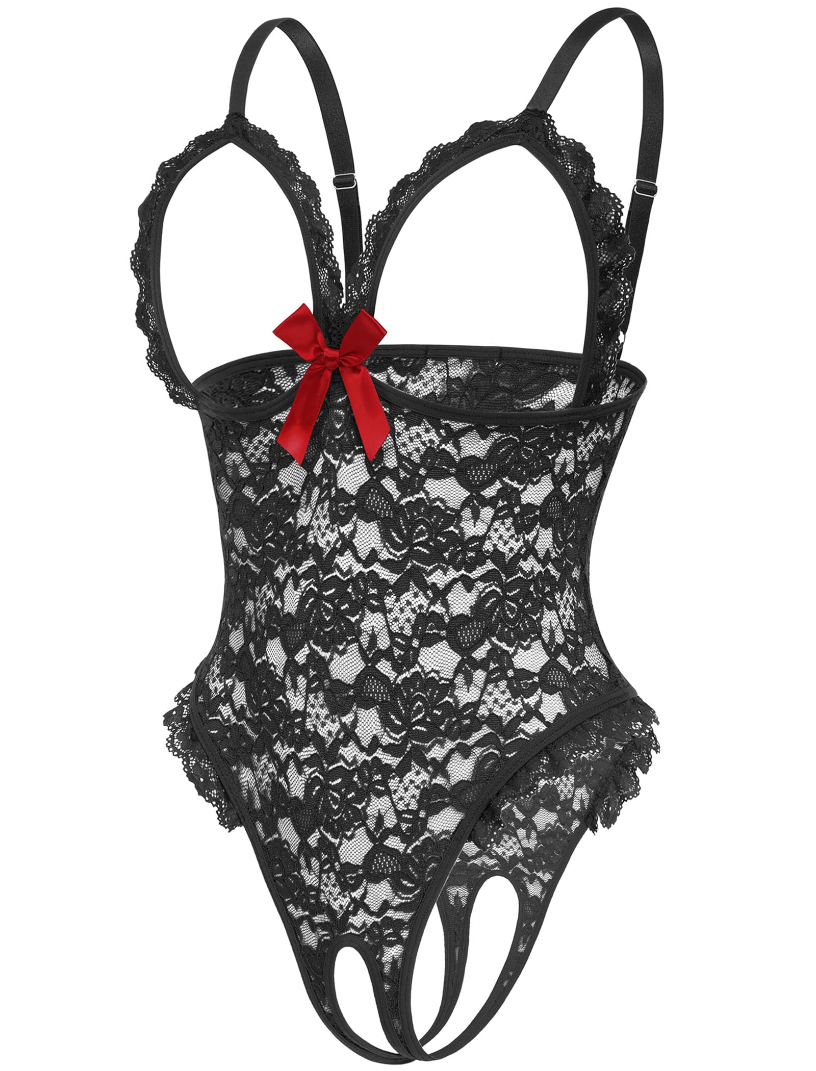 Avidlove One Piece Lingerie Sexy Teddy Ruffle V Neck Bodysuit Lace Nightie