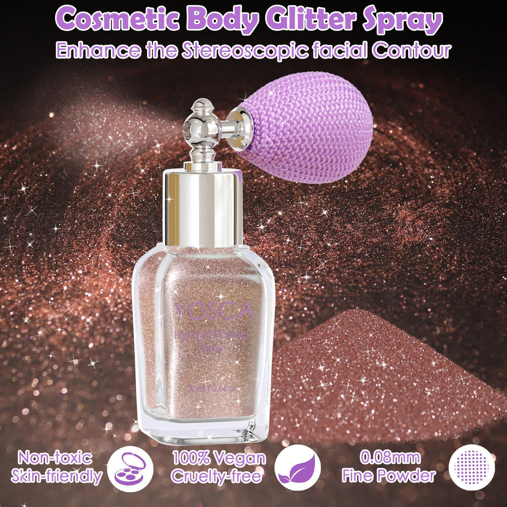 Yosca Body Glitter Spray, 30ML Loose Laser Body Shimmer Powder Holographic Hair Spray Silver Glitter Sparkle Highlighter Makeup Festival Rave Accessories for Clothes Hair Face Nail Art - Rainy Rainbow