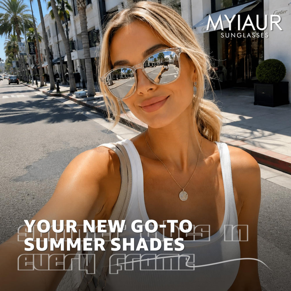 Myiaur Polarized Sunglasses for Women, Square Mirrored Trendy Shades with UV Protection Reduce Glare Sun Glasses