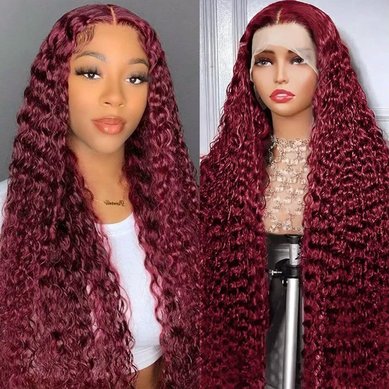 Nsvnsv 30 Inch 13x6 Deep Wave Lace Front Wigs Human Hair HD Full Lace Frontal Wigs Pre Plucked Bleached Knots 180% Density Deep Curly Human Hair Wig Natural Color