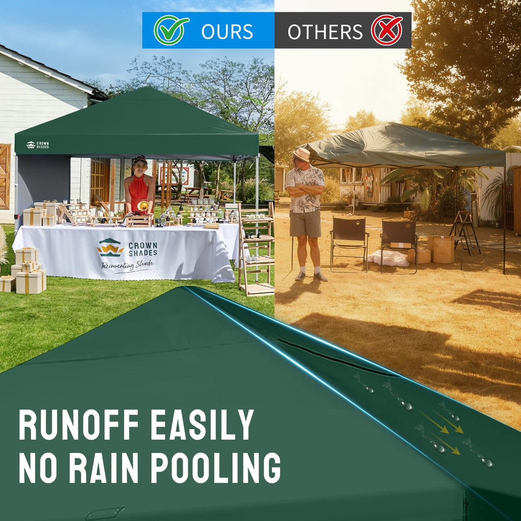 CROWN SHADES 10x10 Pop Up Canopy with 1 Side Wall - Beach Tent with One Push Setup - Outdoor Sun Shade for Events, Parties, Camping - Gazebo with STO-N-Go Cover Bag (White)
