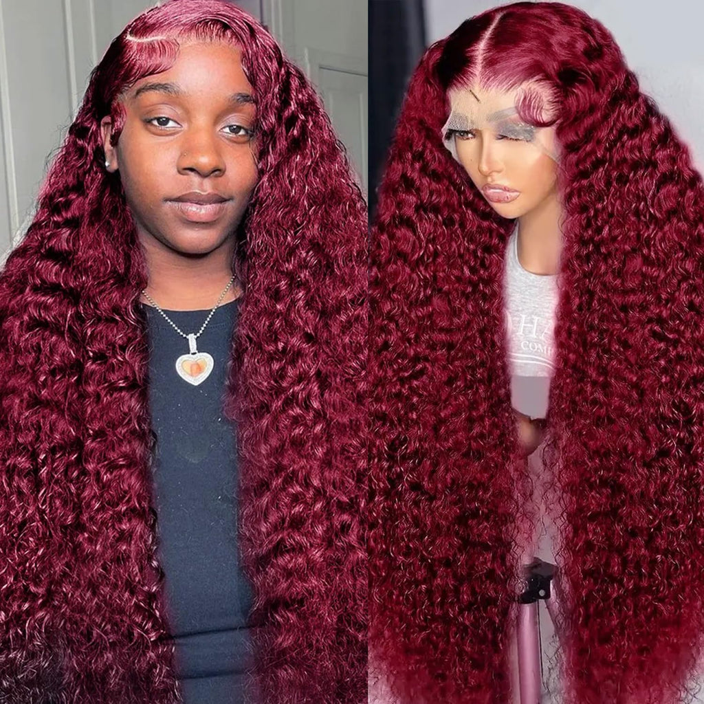 Nsvnsv 30 Inch 13x6 Deep Wave Lace Front Wigs Human Hair HD Full Lace Frontal Wigs Pre Plucked Bleached Knots 180% Density Deep Curly Human Hair Wig Natural Color