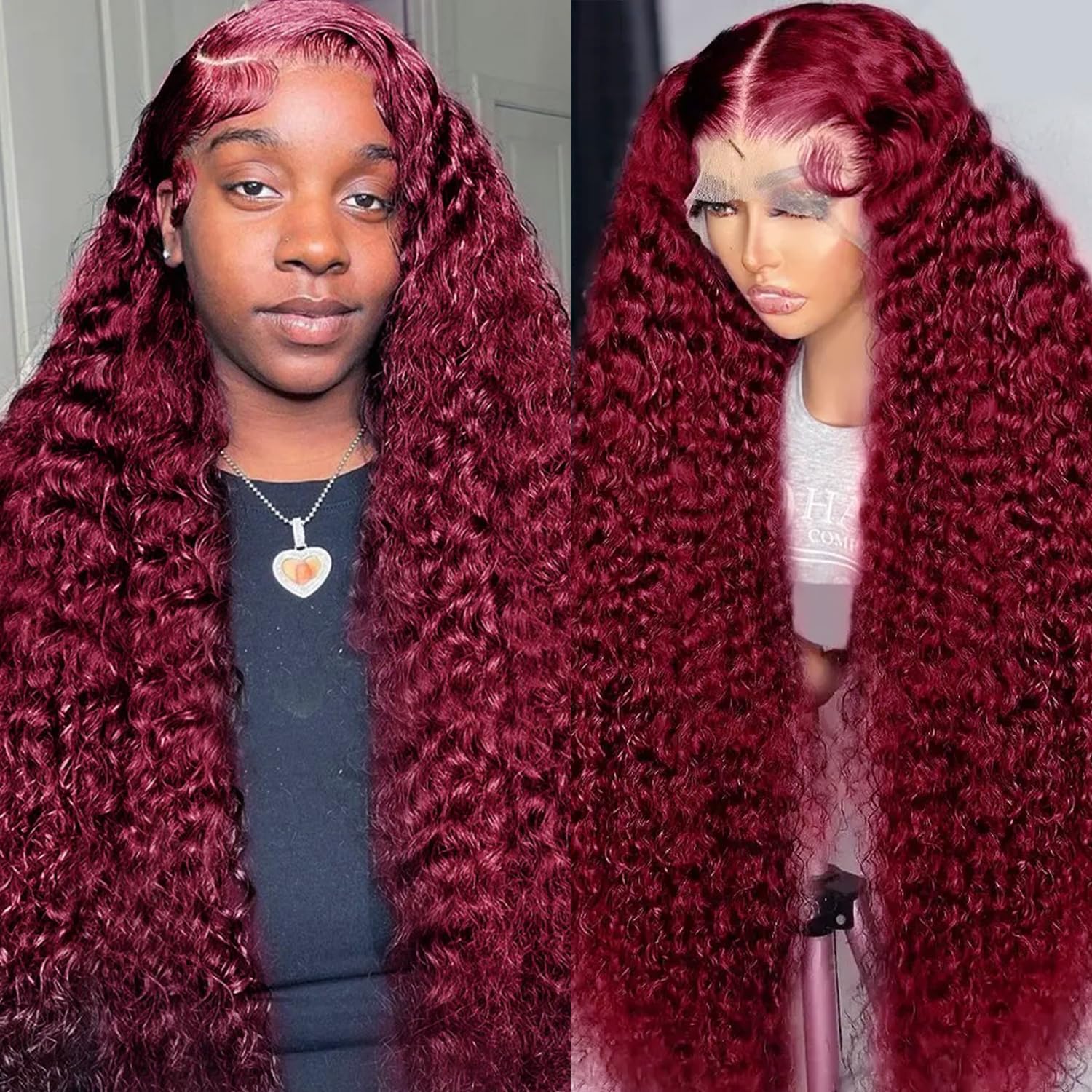 Nsvnsv 30 Inch 13x6 Deep Wave Lace Front Wigs Human Hair HD Full Lace Frontal Wigs Pre Plucked Bleached Knots 180% Density Deep Curly Human Hair Wig Natural Color