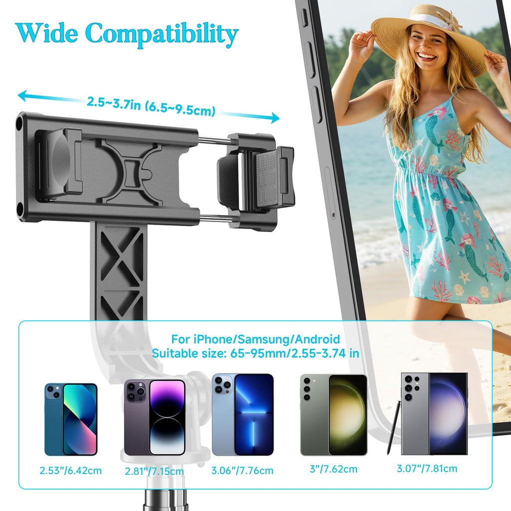 Selfie Stick Tripod, All in One Extendable & Portable iPhone Tripod Selfie Stick with Wireless Remote Compatible with iPhone 17 16 15 14 13 12 pro Xs Max, Galaxy Note10/S20/S10/OnePlus 9/9 PRO etc