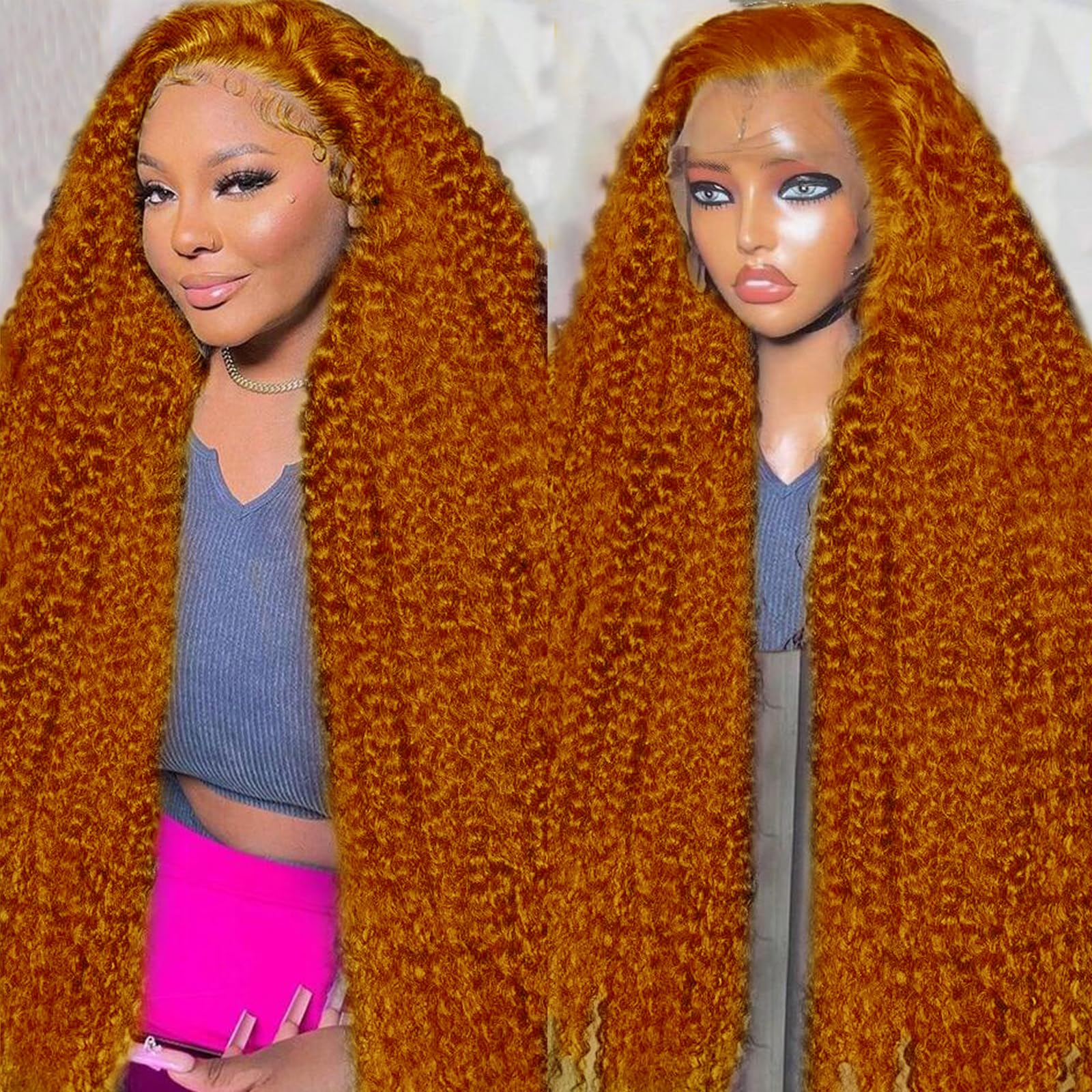 Nsvnsv 30 Inch 13x6 Deep Wave Lace Front Wigs Human Hair HD Full Lace Frontal Wigs Pre Plucked Bleached Knots 180% Density Deep Curly Human Hair Wig Natural Color