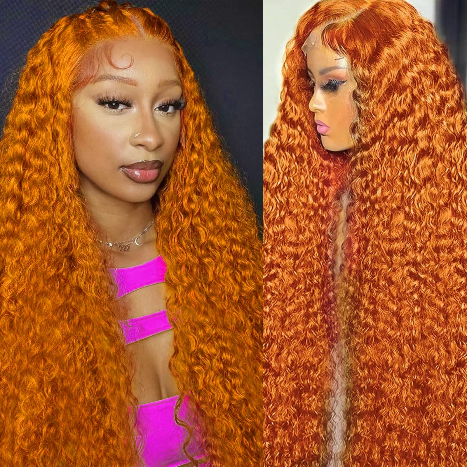 Nsvnsv 30 Inch 13x6 Deep Wave Lace Front Wigs Human Hair HD Full Lace Frontal Wigs Pre Plucked Bleached Knots 180% Density Deep Curly Human Hair Wig Natural Color