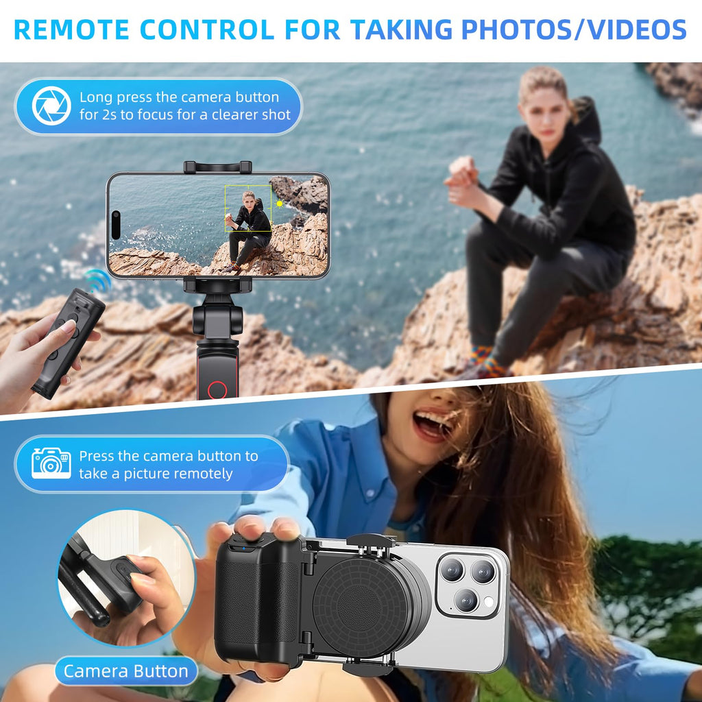MILOUZ Remote Control Scrolling for Tiktok with Phone Stand,Page Turner for Kindle App E-Book,Bluetooth Camera Shutter Remote for iPhone, Android,iOS,iPad,Tablet (Purple)