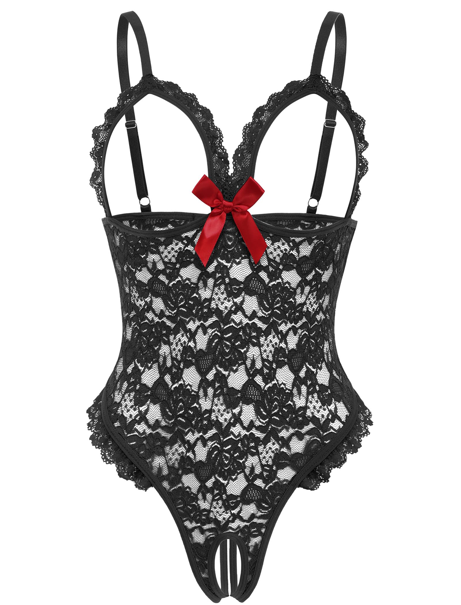 Avidlove One Piece Lingerie Sexy Teddy Ruffle V Neck Bodysuit Lace Nightie