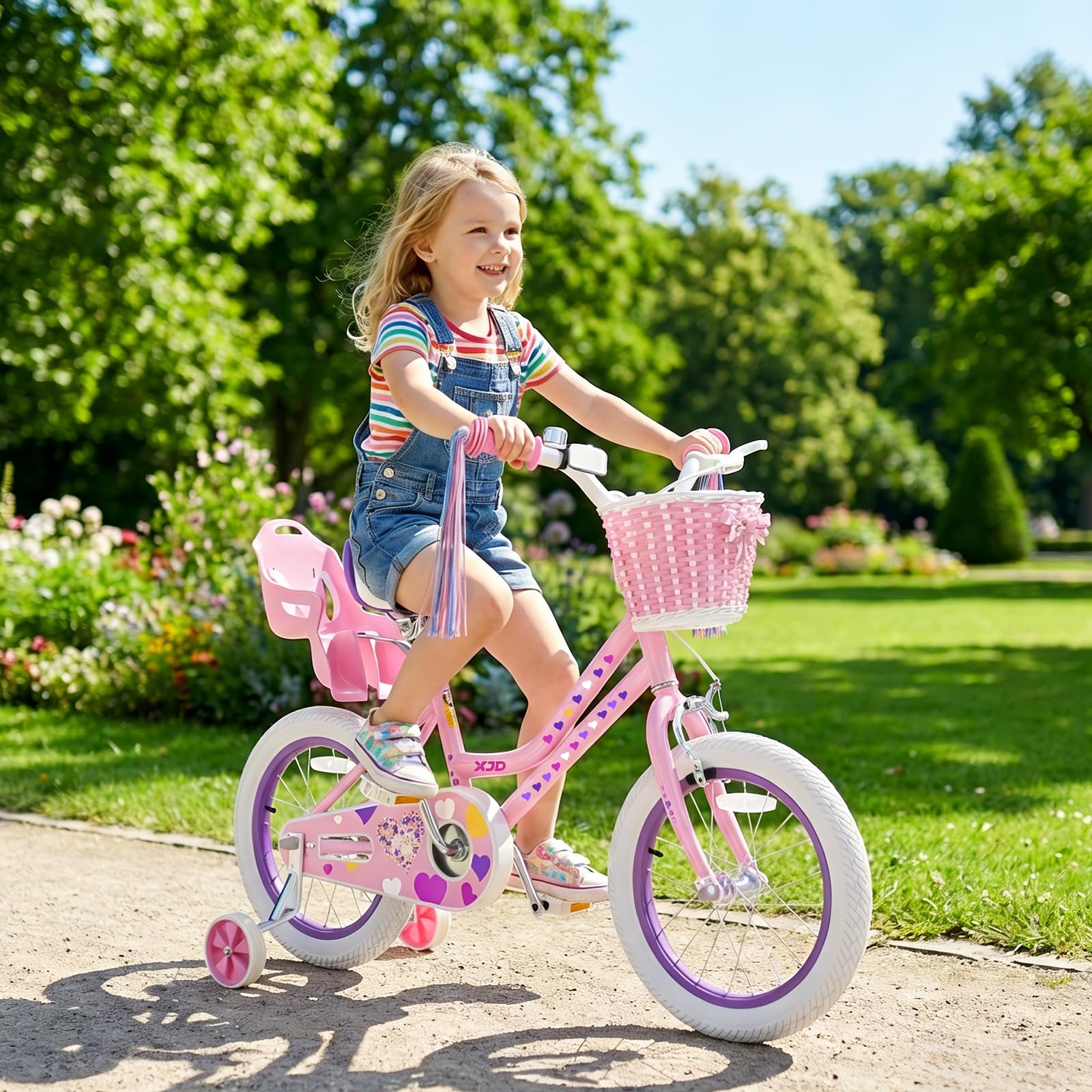 XJD Girls Bike for 2-12 Years Old Kids 12 14 16 20 Inch Toddler Bike,Retro Style Kids Bike with Training Wheels, 20 Inch Girl Bicycle with Kickstand