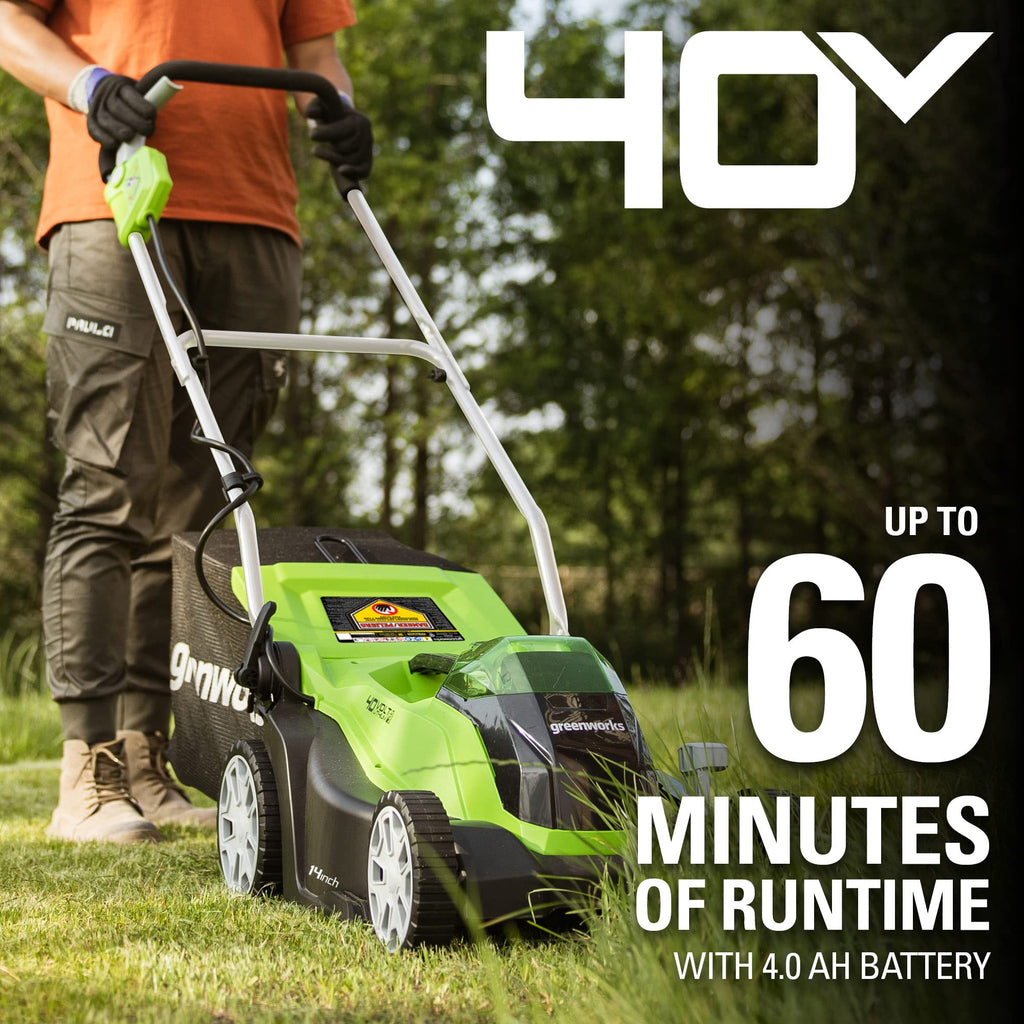 Greenworks 40V 16" (Push) Cordless Lawn Mower, 4.0Ah Battery (1/3 Acre, Push Button Start, Compatible with 75+ Tools)