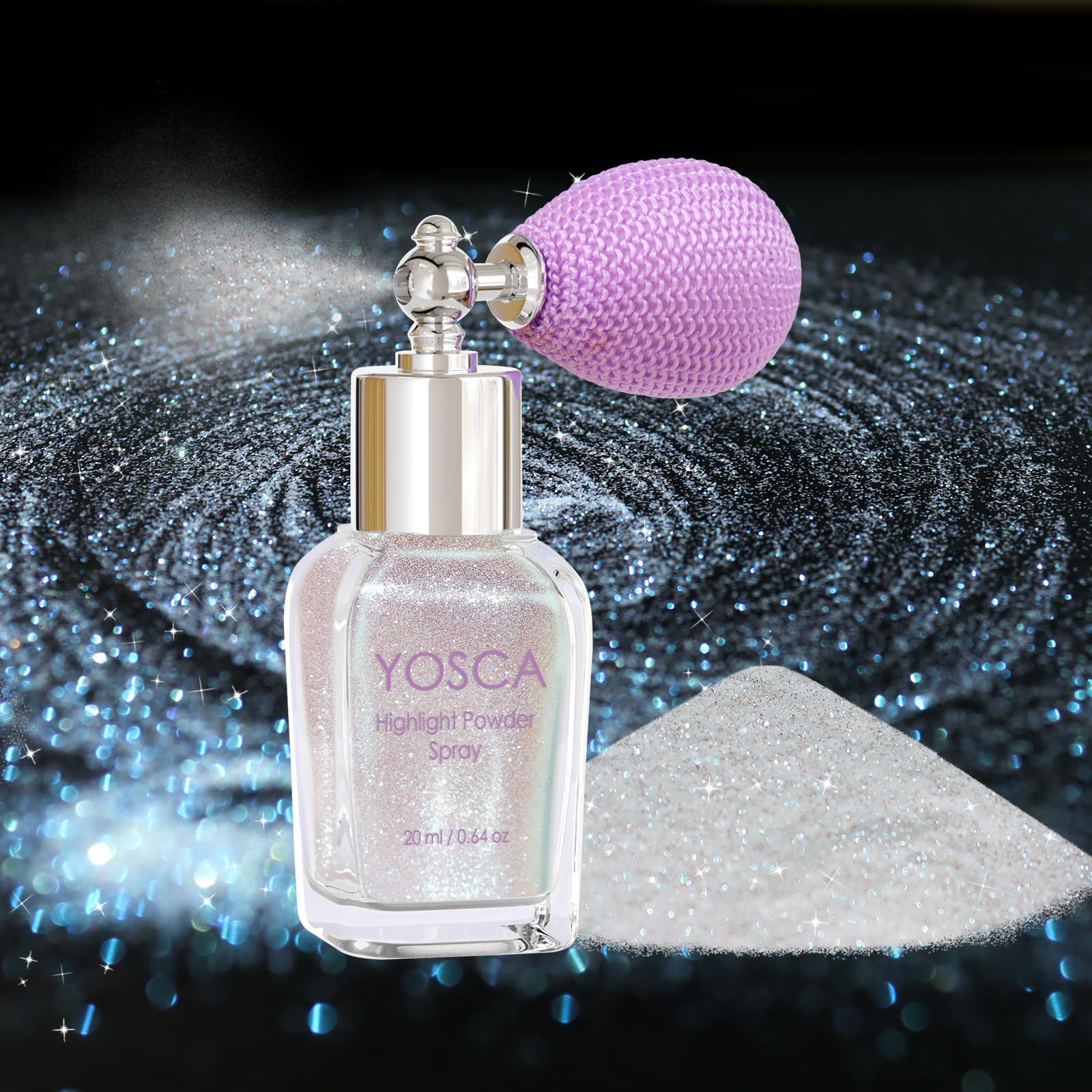 Yosca Body Glitter Spray, 30ML Loose Laser Body Shimmer Powder Holographic Hair Spray Silver Glitter Sparkle Highlighter Makeup Festival Rave Accessories for Clothes Hair Face Nail Art - Rainy Rainbow