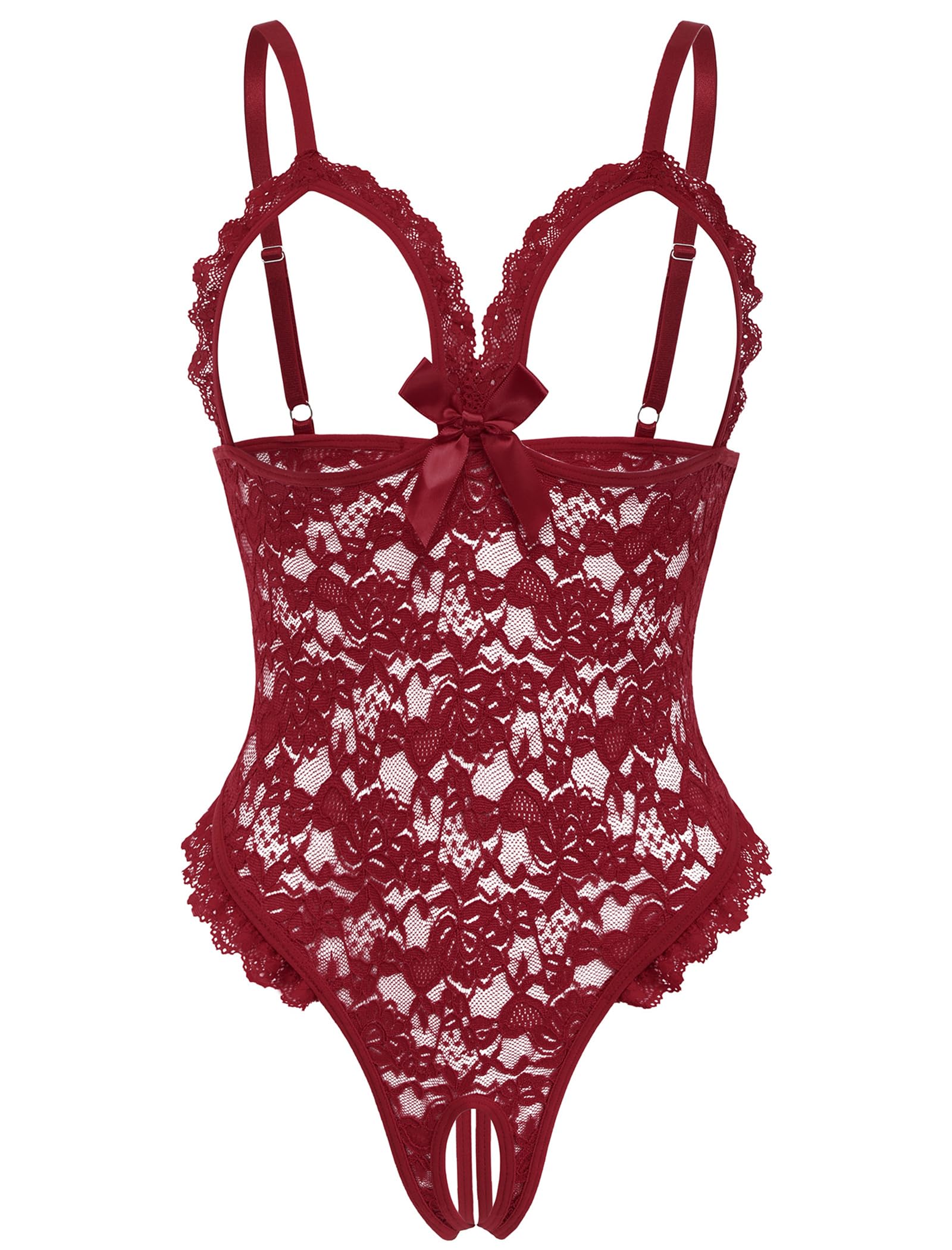 Avidlove One Piece Lingerie Sexy Teddy Ruffle V Neck Bodysuit Lace Nightie