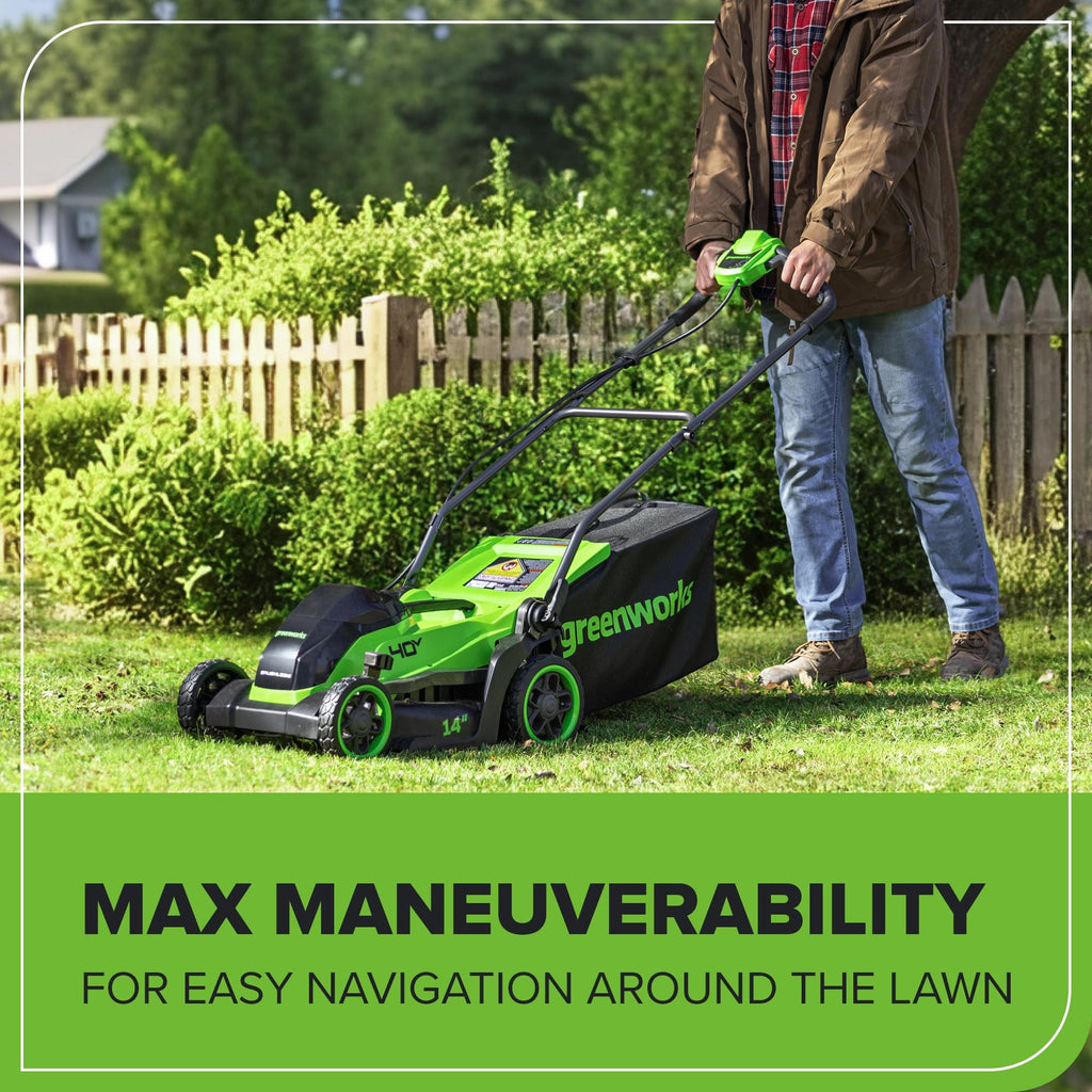 Greenworks 40V 16" (Push) Cordless Lawn Mower, 4.0Ah Battery (1/3 Acre, Push Button Start, Compatible with 75+ Tools)