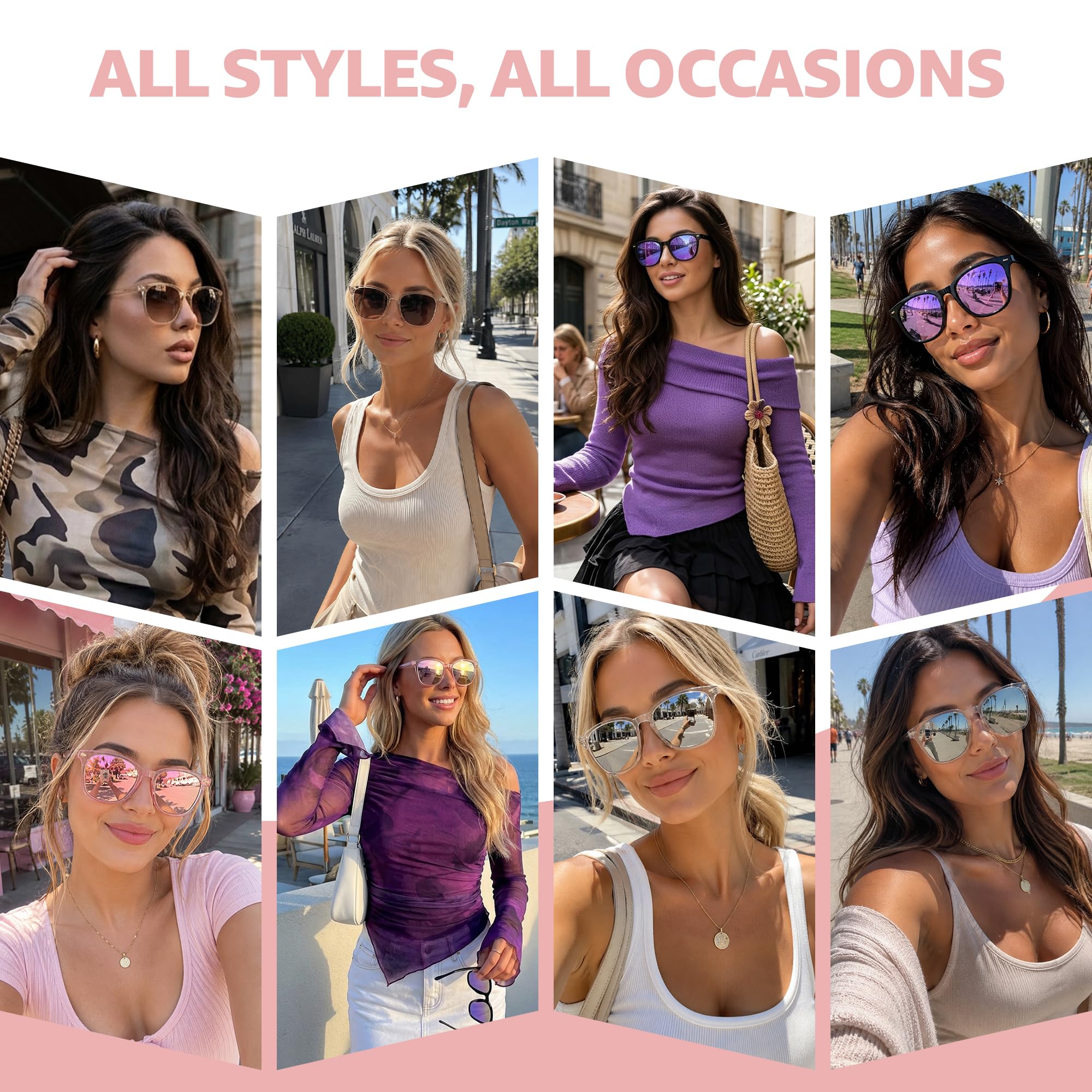 Myiaur Polarized Sunglasses for Women, Square Mirrored Trendy Shades with UV Protection Reduce Glare Sun Glasses