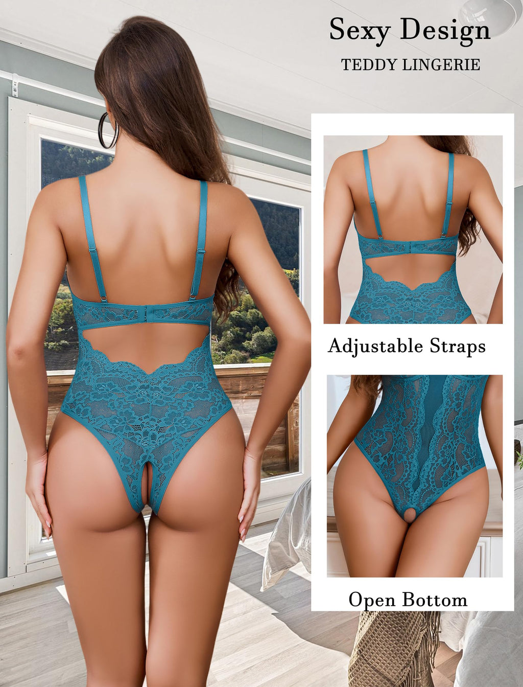 Avidlove Sexy Lingerie for Women Lace Teddy Bodysuit Deep V Cut Out Babydoll One Piece lingerie