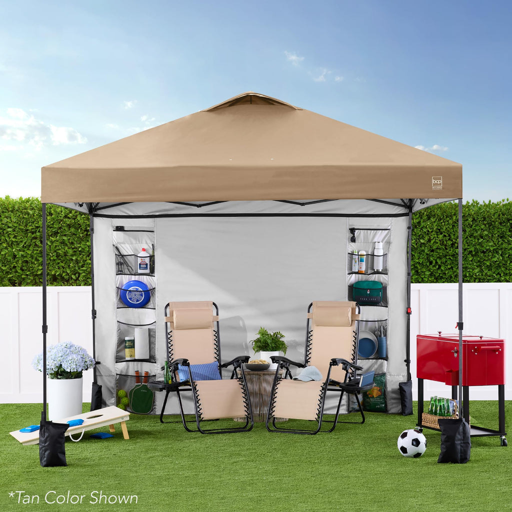 Best Choice Products 10x10ft Pop Up Canopy Tent with Sidewall, 1 Person 1 Minute Set Up, Carry Case, 4 Weight Bags - Pink/White
