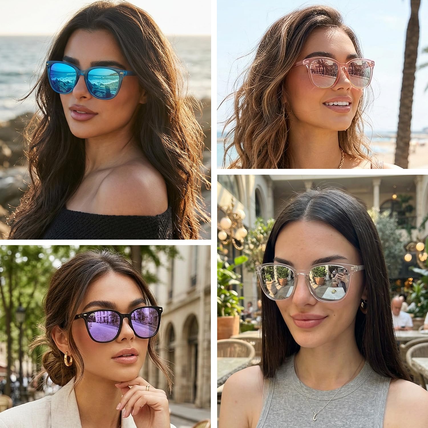 Myiaur Polarized Sunglasses for Women, Square Mirrored Trendy Shades with UV Protection Reduce Glare Sun Glasses
