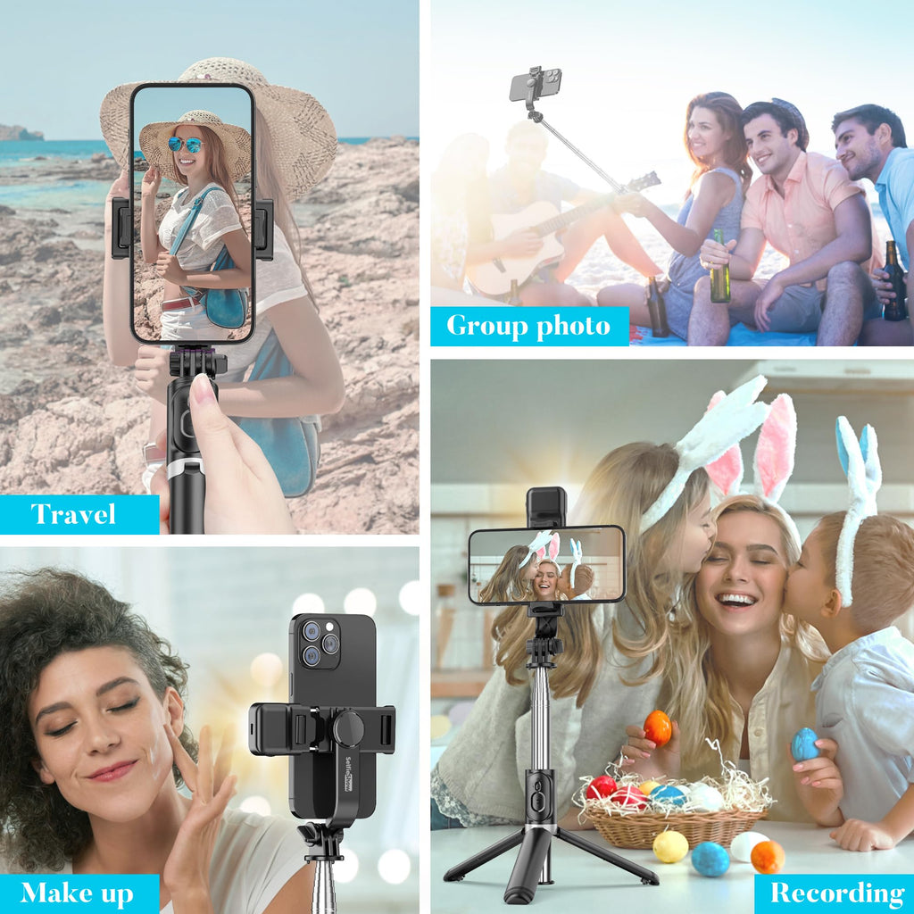 Selfie Stick Tripod, All in One Extendable & Portable iPhone Tripod Selfie Stick with Wireless Remote Compatible with iPhone 17 16 15 14 13 12 pro Xs Max, Galaxy Note10/S20/S10/OnePlus 9/9 PRO etc