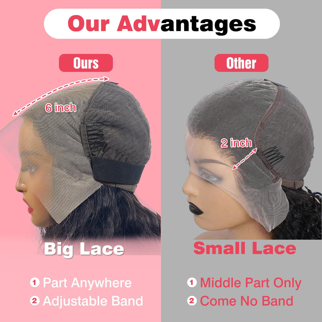 Nsvnsv 30 Inch 13x6 Deep Wave Lace Front Wigs Human Hair HD Full Lace Frontal Wigs Pre Plucked Bleached Knots 180% Density Deep Curly Human Hair Wig Natural Color