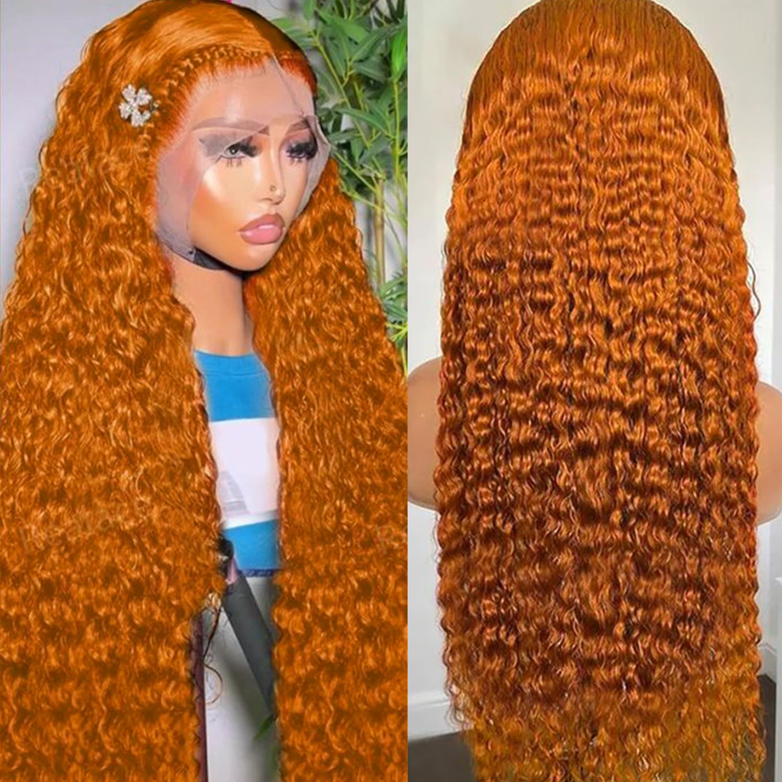 Nsvnsv 30 Inch 13x6 Deep Wave Lace Front Wigs Human Hair HD Full Lace Frontal Wigs Pre Plucked Bleached Knots 180% Density Deep Curly Human Hair Wig Natural Color