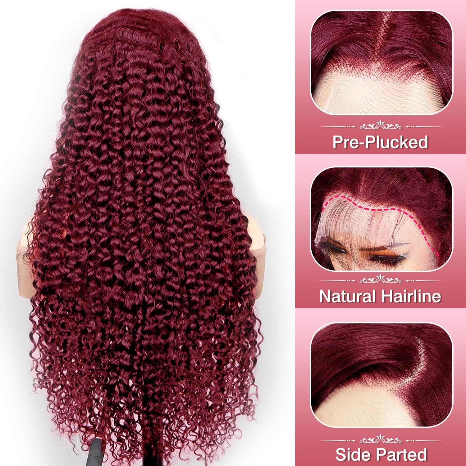 Nsvnsv 30 Inch 13x6 Deep Wave Lace Front Wigs Human Hair HD Full Lace Frontal Wigs Pre Plucked Bleached Knots 180% Density Deep Curly Human Hair Wig Natural Color