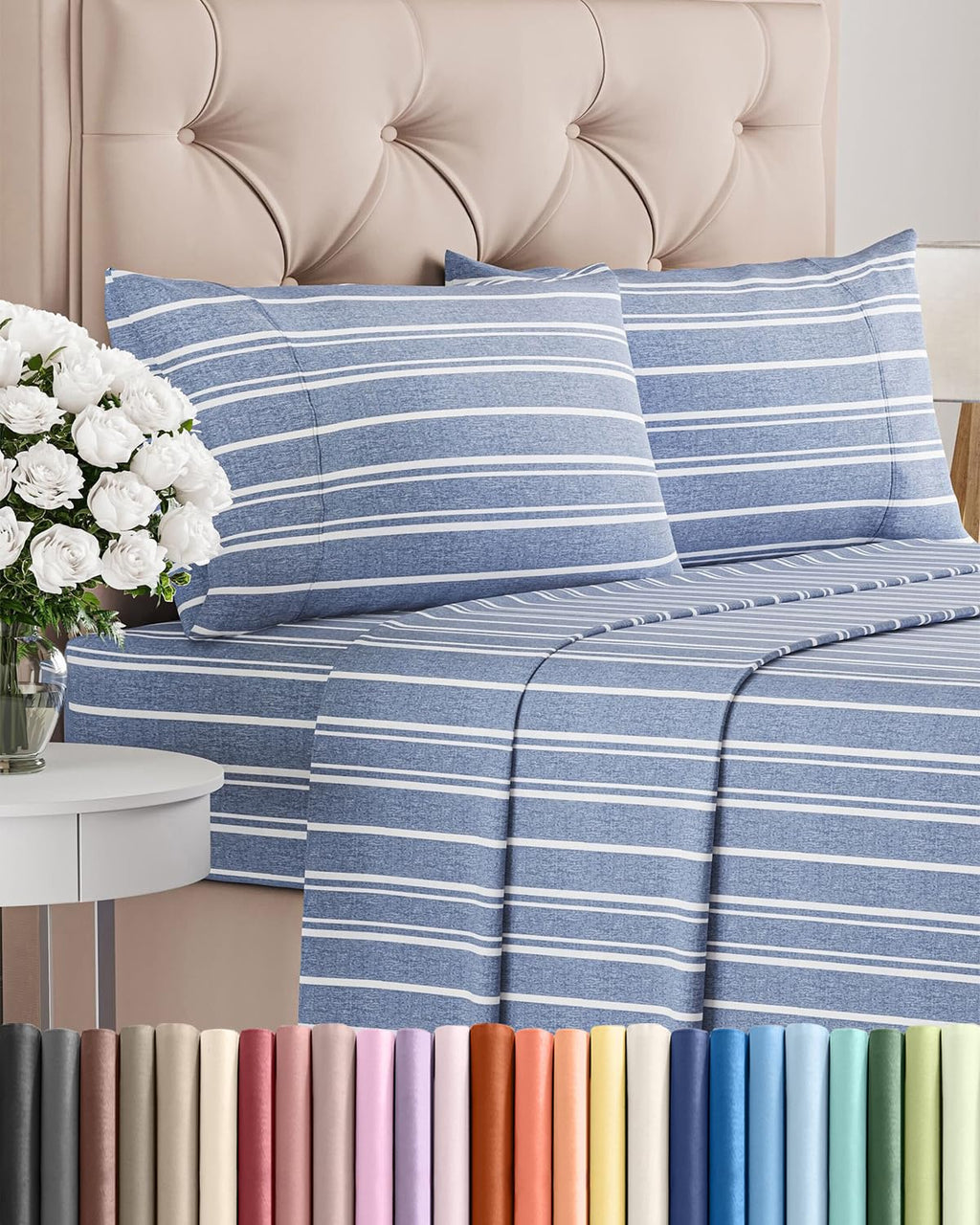 Queen Size 4 Piece Sheet Set - Comfy Breathable & Cooling Sheets - Hotel Luxury Bed Sheets for Women & Men - Deep Pockets, Easy-Fit, Extra Soft and Wrinkle Free Sheets - White Oeko-Tex Bed Sheet Set