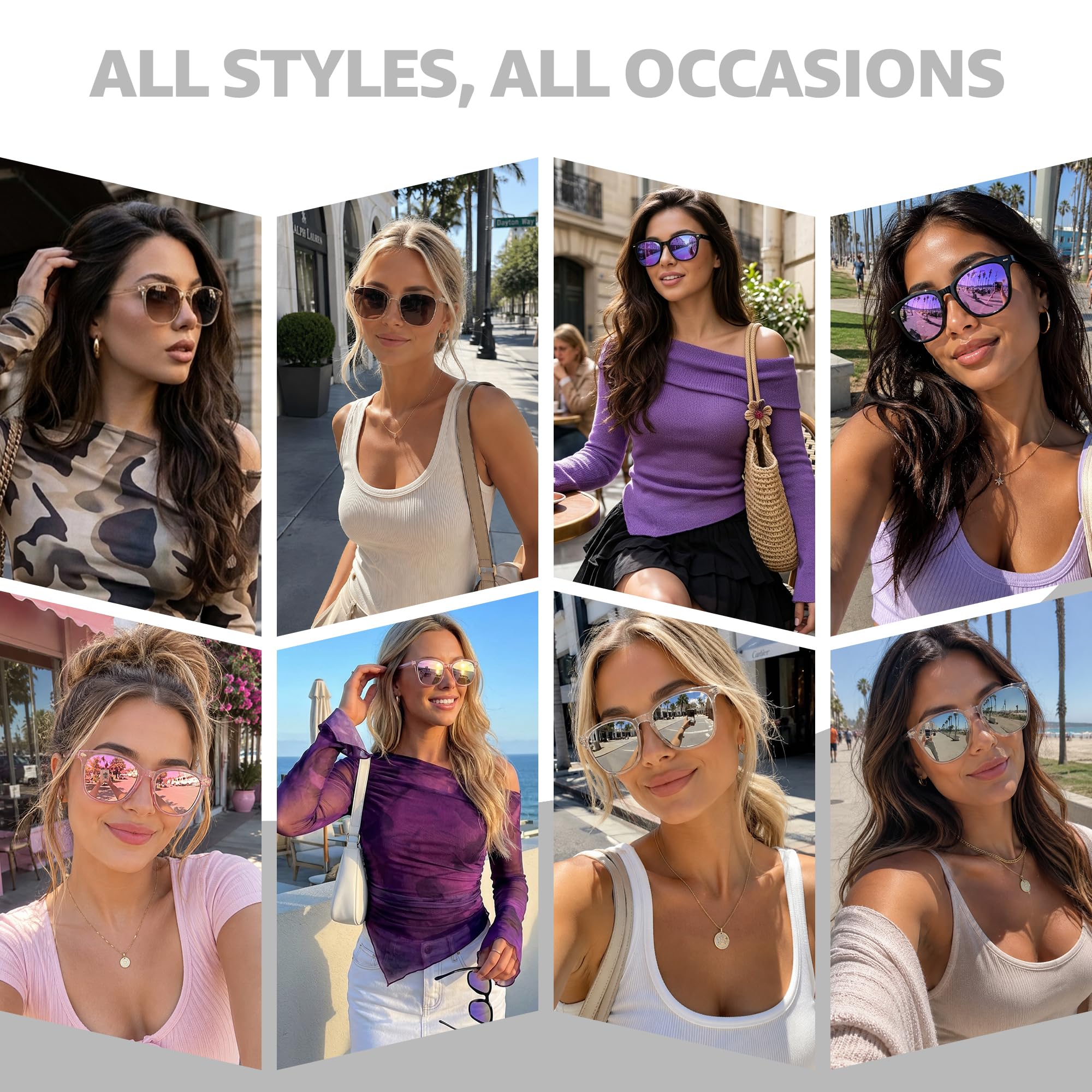 Myiaur Polarized Sunglasses for Women, Square Mirrored Trendy Shades with UV Protection Reduce Glare Sun Glasses
