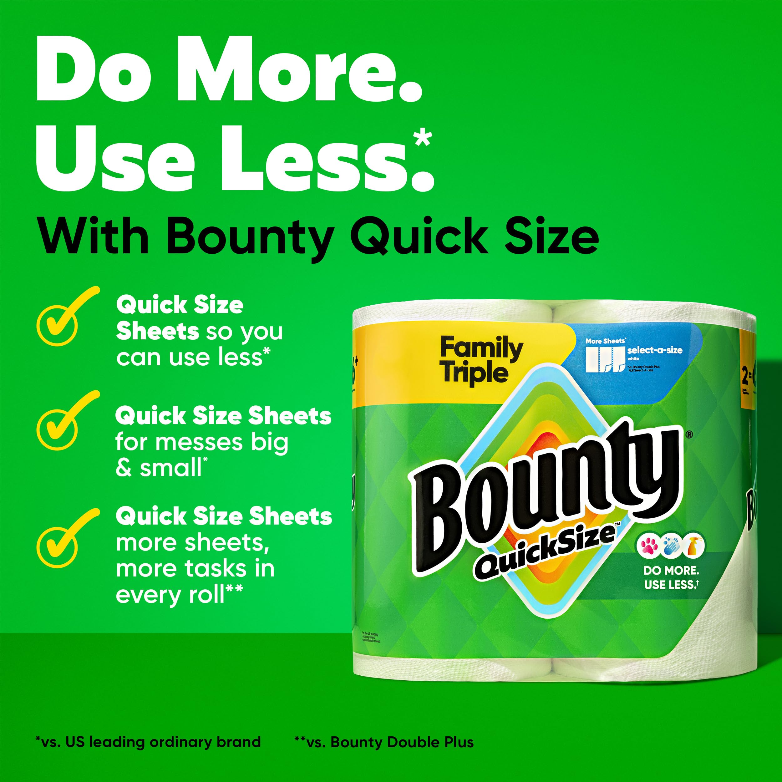 Bounty Quick Size Paper Towels, White, 8 Family Rolls