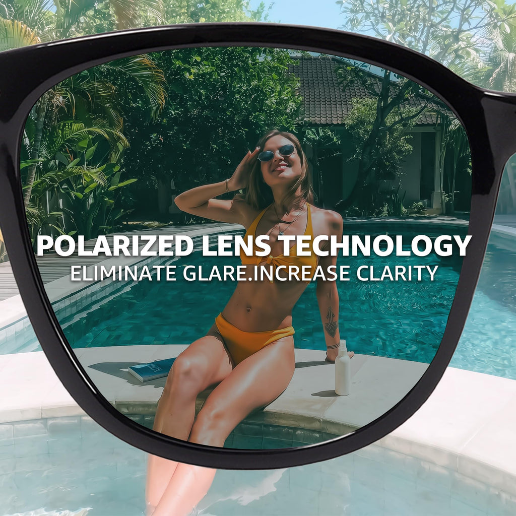 Myiaur Polarized Sunglasses for Women, Square Mirrored Trendy Shades with UV Protection Reduce Glare Sun Glasses