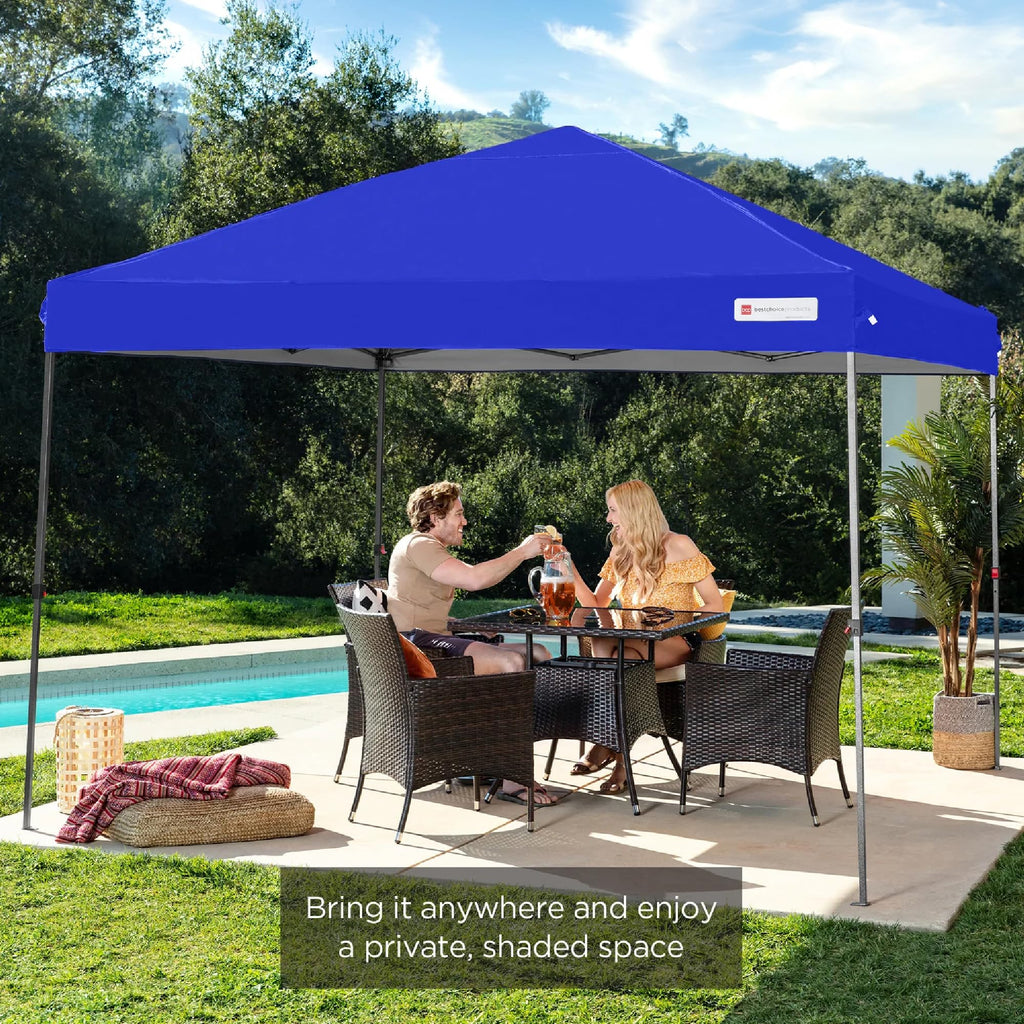 Best Choice Products 10x10ft Pop Up Canopy Tent with Sidewall, 1 Person 1 Minute Set Up, Carry Case, 4 Weight Bags - Pink/White