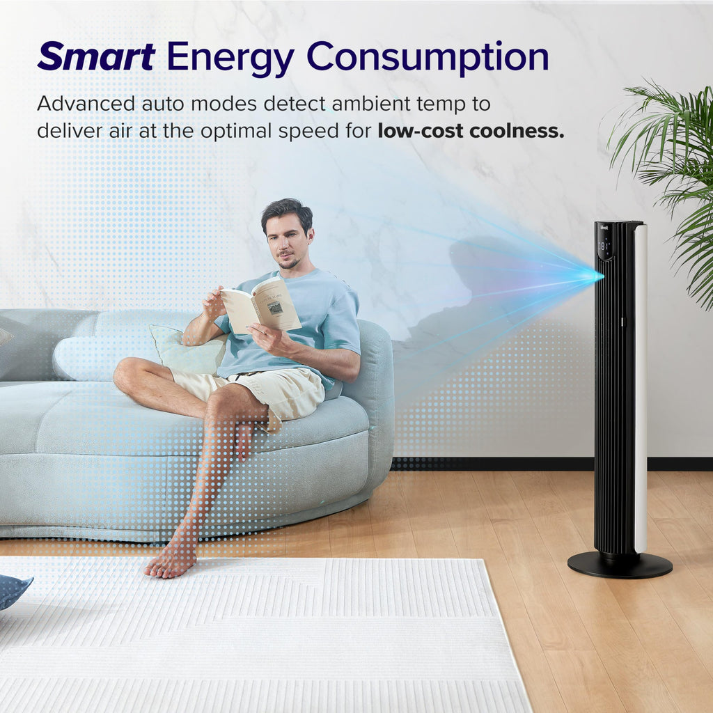 LEVOIT Tower Fan for Bedroom, 90° Oscillating Standing Fan with 28dB Quiet for Sleep, 25ft/s Velocity, 12H Timer, 5 Speeds 4 Modes, Remoter, Bladeless Room Fan for Home, Office, Indoor, 36 inch, White