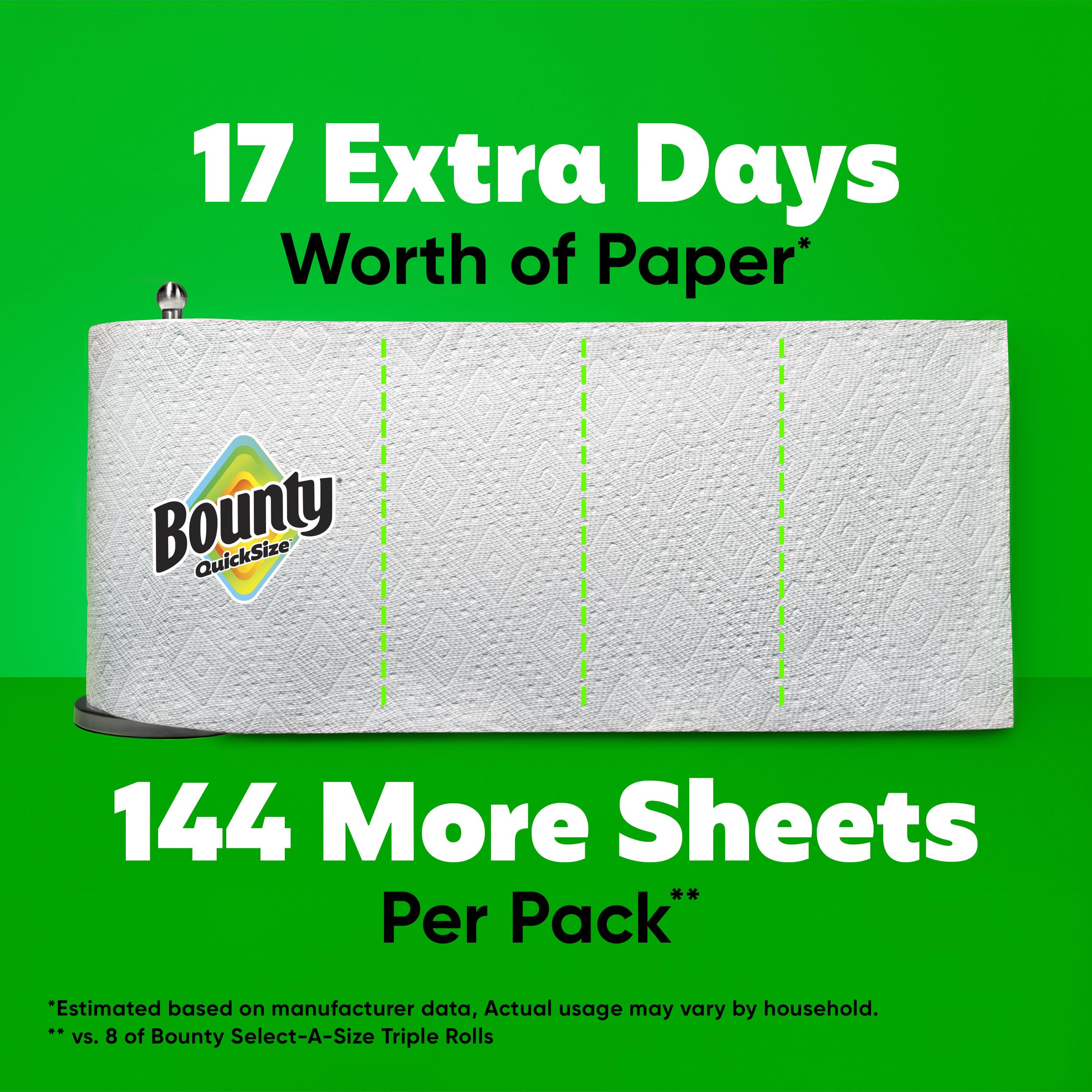 Bounty Quick Size Paper Towels, White, 8 Family Rolls