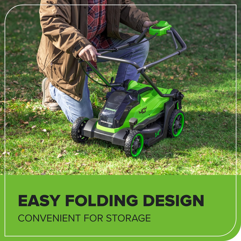 Greenworks 40V 16" (Push) Cordless Lawn Mower, 4.0Ah Battery (1/3 Acre, Push Button Start, Compatible with 75+ Tools)