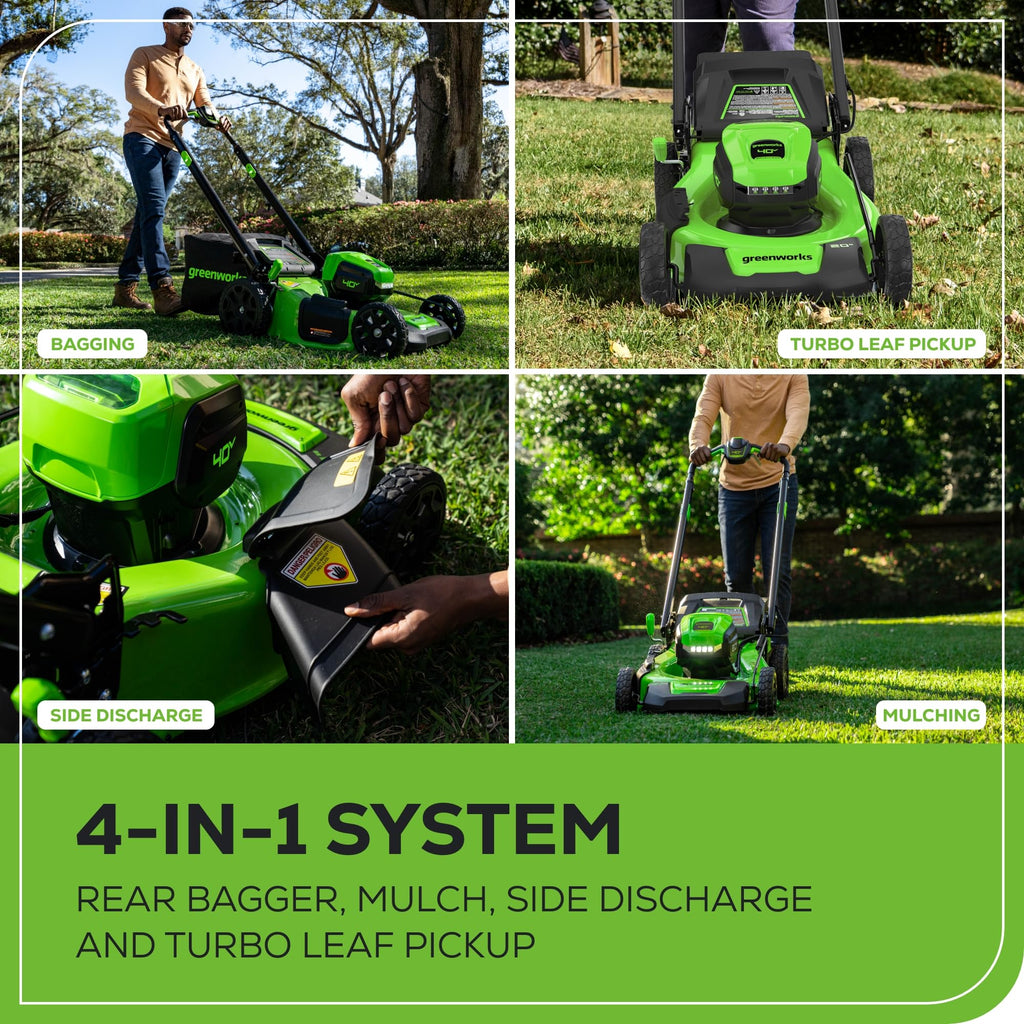 Greenworks 40V 16" (Push) Cordless Lawn Mower, 4.0Ah Battery (1/3 Acre, Push Button Start, Compatible with 75+ Tools)