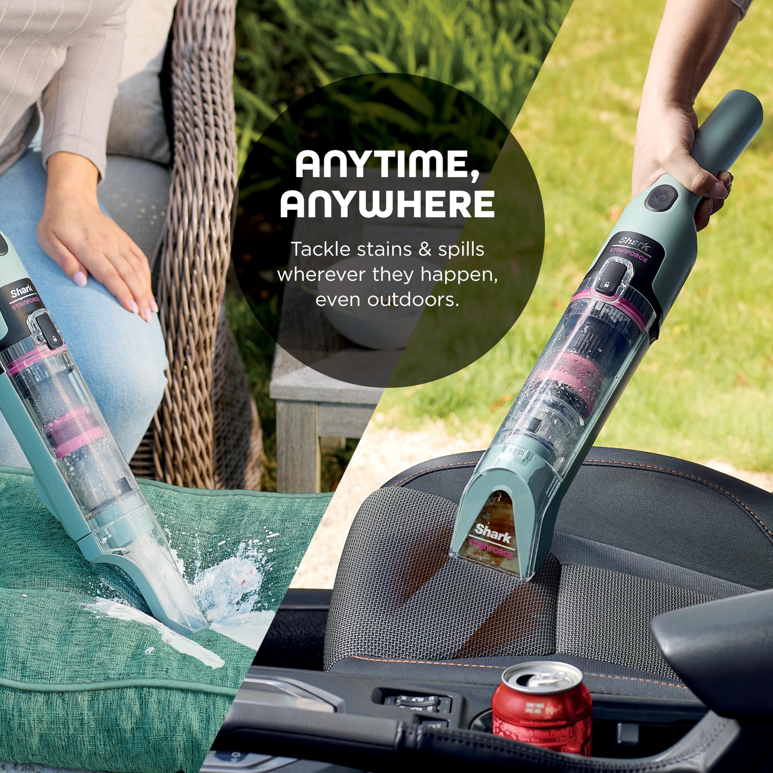Shark StainForce Cordless Portable Spot, Stain, & Odor Remover System for Carpets, Area Rugs, Upholstery, Stairs, with Storage Caddy, Accessories, and Full-Size Cleaning Solution, HX105 (Renewed)