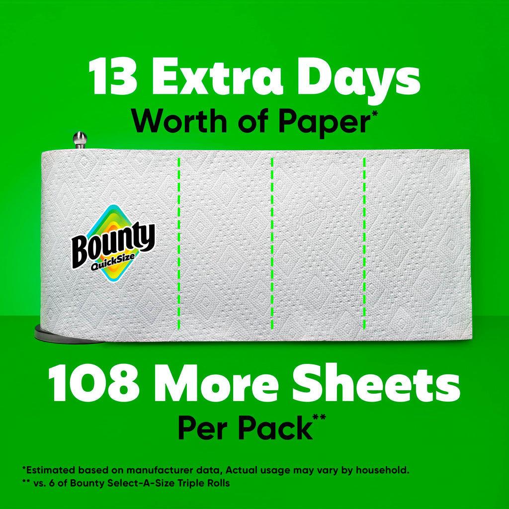 Bounty Quick Size Paper Towels, White, 8 Family Rolls