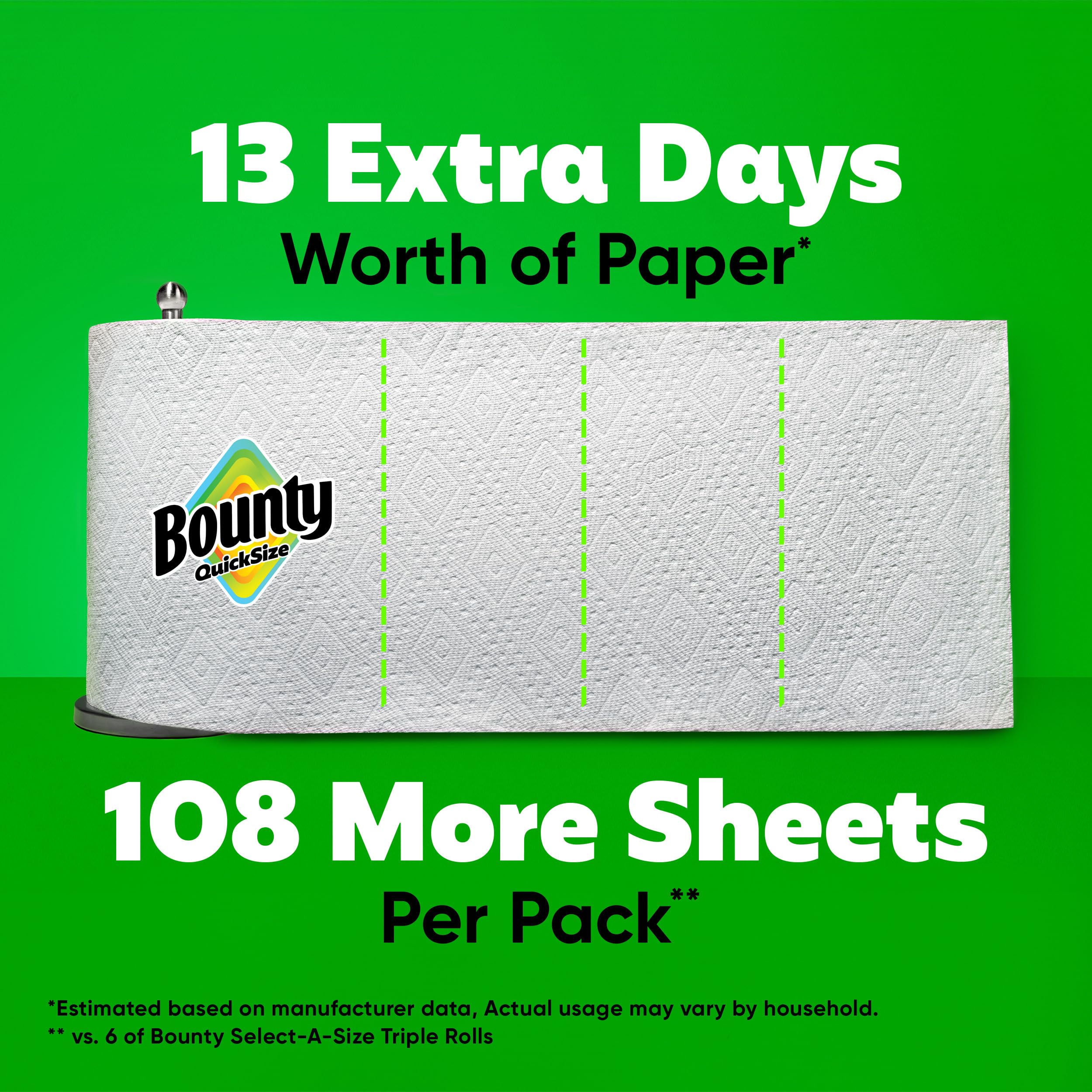 Bounty Quick Size Paper Towels, White, 8 Family Rolls